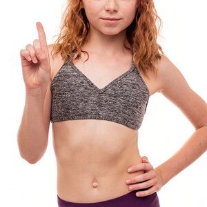 KTRNA Grey Ash Venus Dance Racerback Sports Bra with Built-In Cups | Youth M